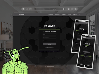 Parawasp - IT Security Website Concept - darkmode apple vision pro cyber defense cyber game cyber solution cyber threats cybersecurity data fortress data protection data security digital guardians digital protection game on security innovative tech it security protect your data security software tech innovation tech startups web security