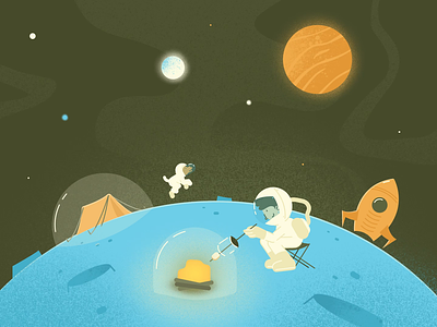 Space Camping astronaut camp character design graphic design illustration motion graphics people planet