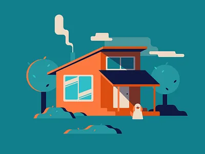Dream house adobe illustrator art commercal cute art design dog dream graphic design house illustration landscape nature orange scenery ui vector