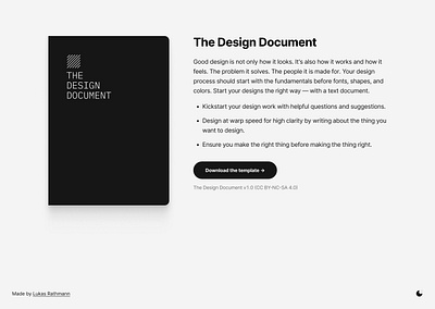 Landing Page “The Design Document” design ui ux web