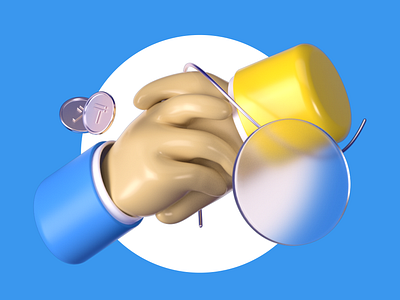 Handshake, Money in Tenge 3d branding design finance graphic design illustration ui