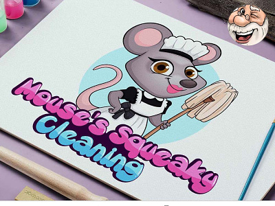 cartoon mascot of Housekeeper mouse abrang animation branding broom cartoon character cleaning company cleaning company logo custom design design character fiverr graphic design housekeeper housekeeper outfit housekeeper tools illustration logo mascot of mouse motion graphics