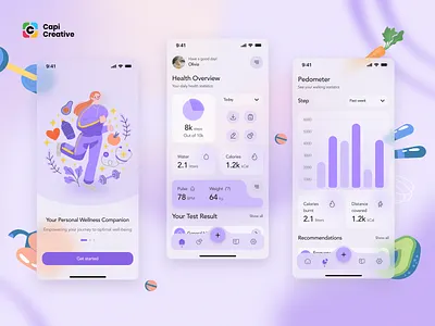 Health Tracking App - Glassmorphism Design Style app app design creative design glassmorphism glassmorphism style health health app health tracking home screen mobile ui ui design ui ux