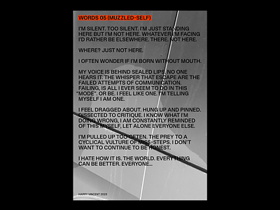 WORDS 05 (MUZZLED-SELF) muzzled notes poster prose red silenced unspoken