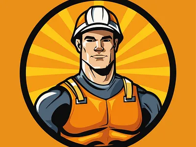 Constructor - Logo Design - Mascot 2d logo brand bright company contruction design logo logo design mascot minimal orange simple
