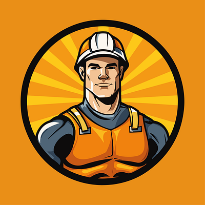 Constructor - Logo Design - Mascot 2d logo brand bright company contruction design logo logo design mascot minimal orange simple