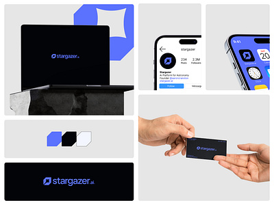 Stargazer - Logo design | A.i Astronomy Startup astronomy blue brand brand identity branding design graphic design handcraft handcrafted iconic logo design logofolio logomark sky star logo symbol timeless visual identity