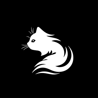 Cat Logo Design - Mascot - Silhouette 2d logo black and white brand design illustration logo logo design minimal silhoutte