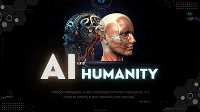 Powerful and elegant technology poster on AI and Humanity graphic design