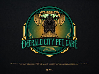 Emerald City Pet Care branding design graphic design hand drawing hand drawn illustration logo ui vintage vintage logo