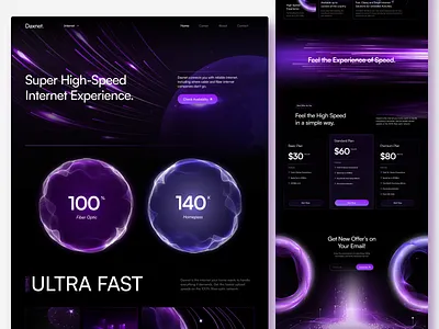 Daxnet - Internet Provider Home Page ahmad dimas dark mode daxnet design dribbble fiber optic graphic design internet internet provider layout nija works provider saas speed trending ui ui design uiux website design wifi