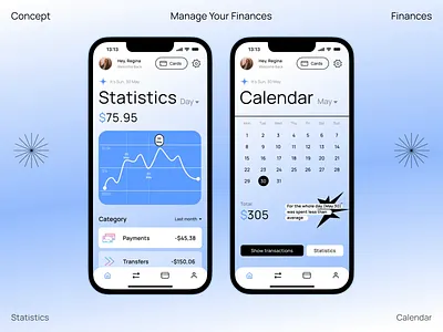 Finance Manager Mobile iOS App android animation app app design app interaction calendar dashboard design finance fintech ios management mobile mobile app mobile ui motion online statistics ui ux