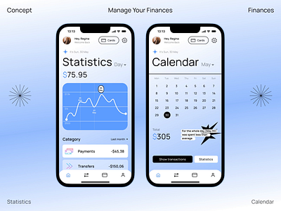 Finance Manager Mobile iOS App android animation app app design app interaction calendar dashboard design finance fintech ios management mobile mobile app mobile ui motion online statistics ui ux