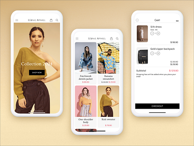Léonie Apparel - eCommerce Mobile App for iOS and Android android app app builder app store application apps catalog ecommerce google play ios mobile app mobile apps native apps no code online shopping retailer