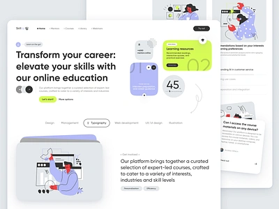 Online learning platform app courses design education elearning figma illustration landing online courses online education online learning ui ux web