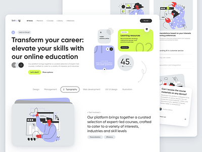 Online learning platform app courses design education elearning figma illustration landing online courses online education online learning ui ux web