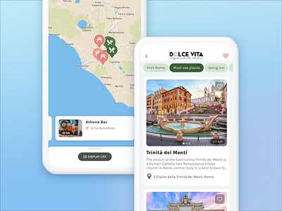 Dolce Vita - Travel Guide Mobile App for iOS and Android android app store applications apps content app discovery google play ios maps mobile app native app tourist guide travel travel agency travel guide ui ux