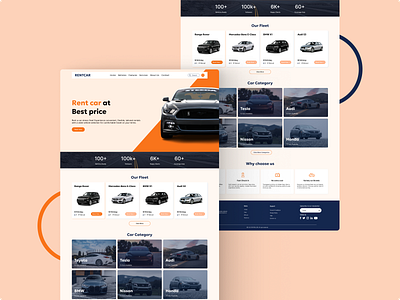 RENTCAR Car Rental Landing Page adobe xd car car booking car rental design landing page rental deals ui user interface design