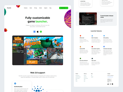 PatchKit - Launcher Presentation page award b2c clean design game green illustration landing launcher minimalistic page presentation product ui uiux ux uxui web web3 white