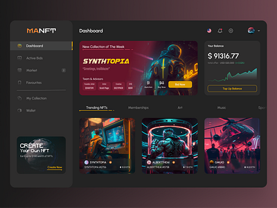 MANFT - Dashboard design nft ui