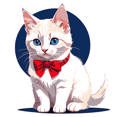 kitten with red tie cat cats design vector