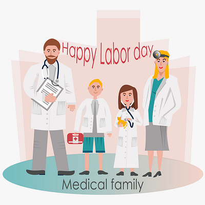 Labor Day adobe illustrator children design doctors family graphic design illustration labor day medic day medicine vector work