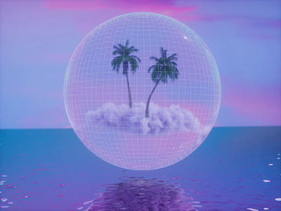 Melancholy sphere 🟣🌴 3d 3d animation animation blue c4d cinema4d design graphic design houdini illustration logo motion motion design motion graphics octane pink sea style ui water