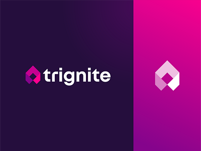 Trignite - Logo & Branding branding company logo design fire logo flame logo geometric graphic design logo logo design minimalist logo modern brand modern logo phencils pink purple