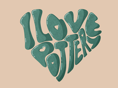 I love pottery! ceramic clay green heart i love pottery illustration letterung magazine illustration meditation pottery procreate relax typography