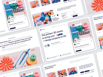3D assets library for designers 3d 3d assets app design figma landing library ui ux web website