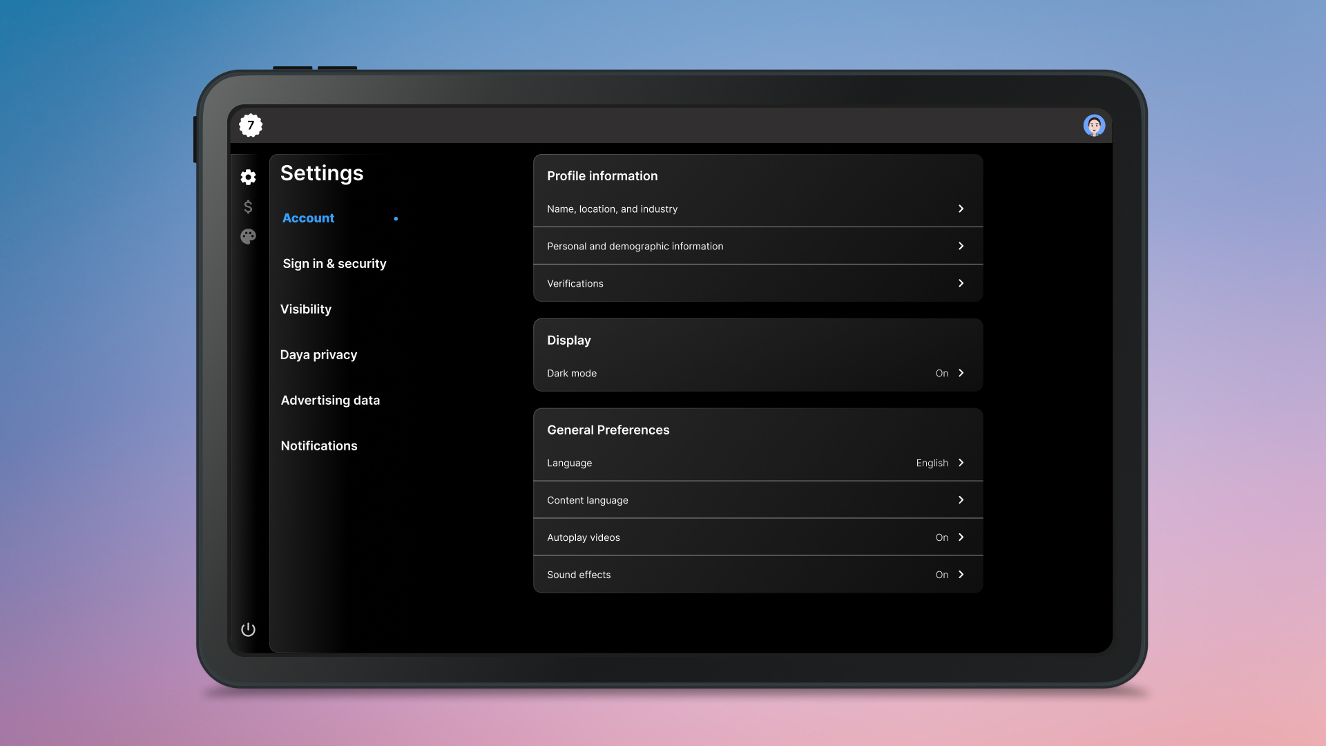 Day 7: Settings dailyui ui ux uxui