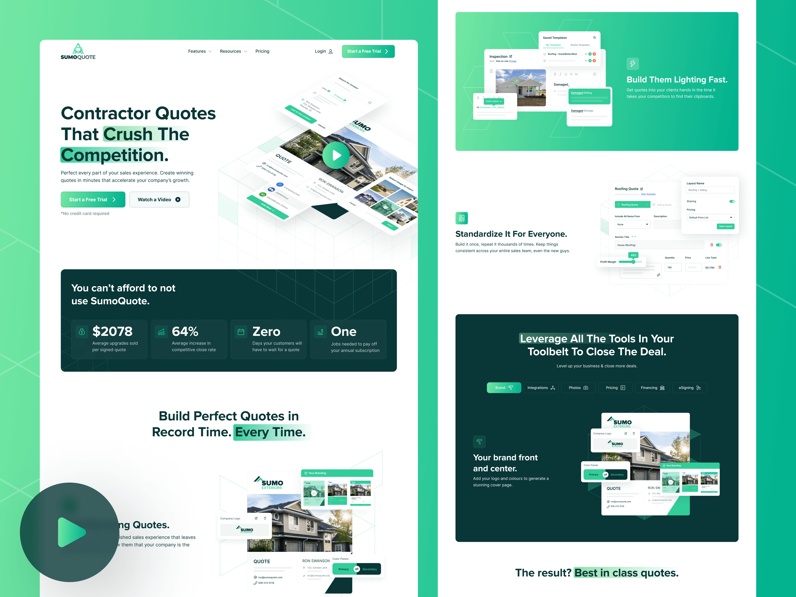 SumoQuote.com: SaaS Website Revamp (Live) conversion rate optimisation design homepage homepage animation marketing website roofing saas app saas saas homepage design saas landing page design saas website web design webflow website website revamp wed development