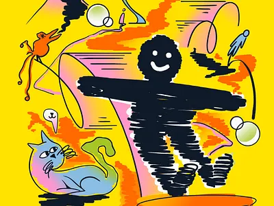 Roller fun 2d abstract character flat illustration shapes simple