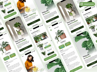 Plantie 🌿 - Plant Care Assistant Mobile App dashboard design graphic design green mobile design plant plant care ui ui design ux