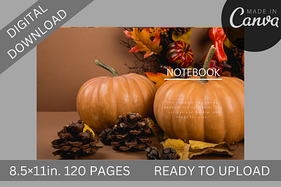 PUMPKIN THEMED KDP LINED PAPER INTERIOR+COVER, LOW CONTENT BOOK branding design graphic design illustration kindle direct pub logo typography ui ux vector