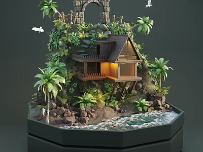 Cabo De Rama, Goa art artwork blender branding color design flat illustration isometric isometric illustration