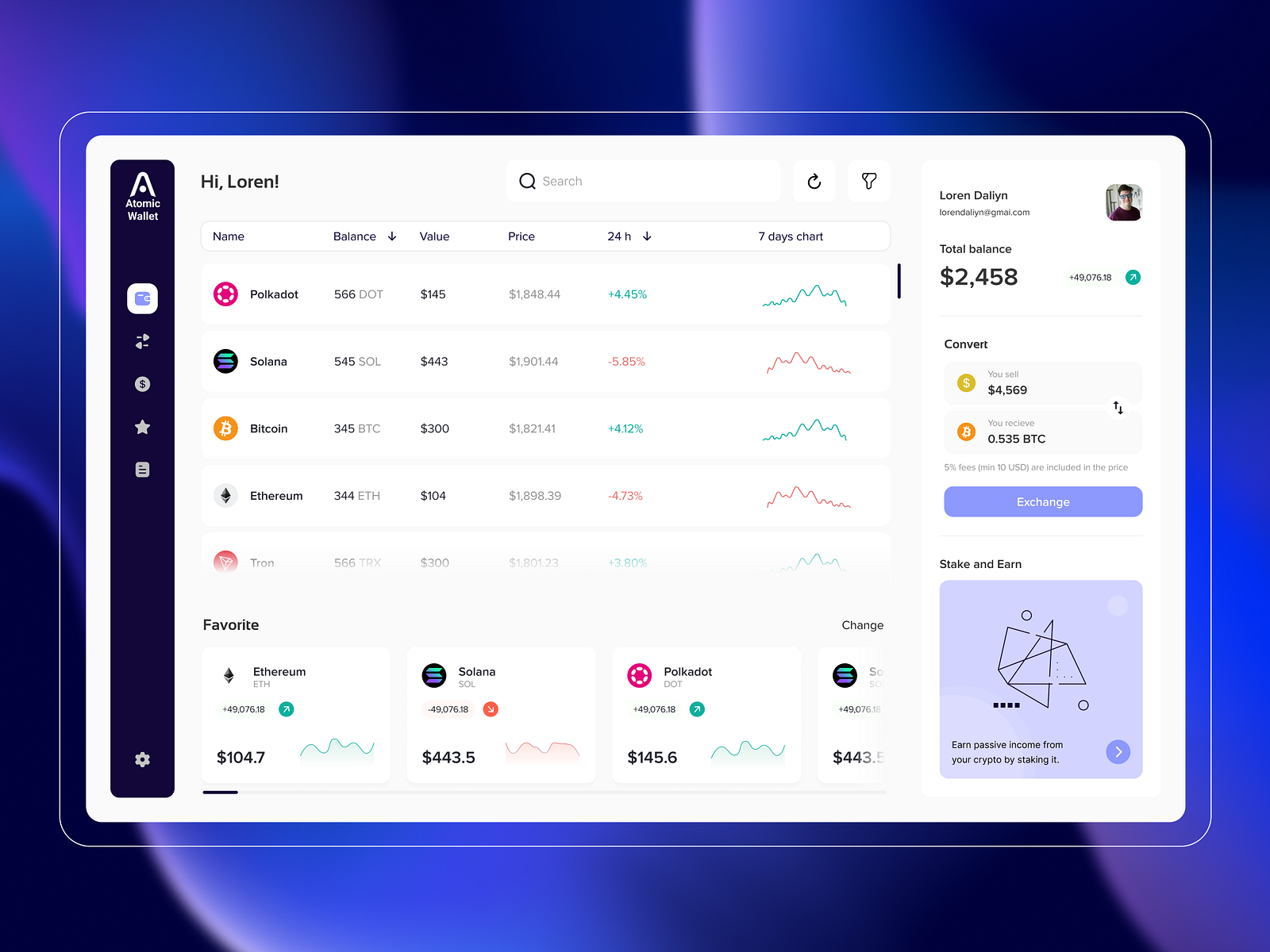 Atomic Wallet | Cryptocurrency | UI Design | UX Design by ANODA UX Design  Agency on Dribbble