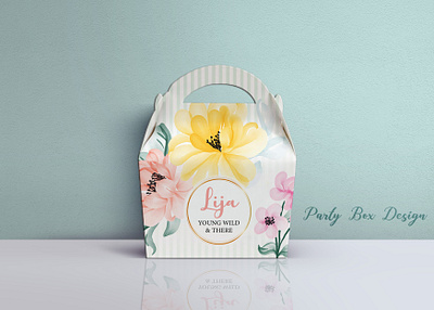 Watercolor floral Personalized Children’s Party Box Gift Bag birthday gift box branding children gift box creative box design creative party box design graphic design new party box new party box design party box design print design
