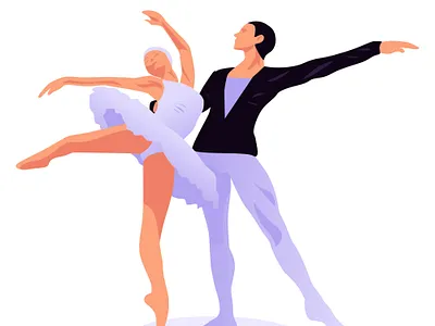The ballet dancers in flat style ballet dancer classical ballet dance illustration ui vector
