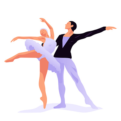 The ballet dancers in flat style ballet dancer classical ballet dance illustration ui vector