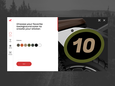 Honda Motors Plate Configurator landing page ui ux website