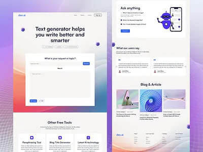 AI text generator website agency ai ai landing page ai website artificial intelligent design image generator landing page saas saas ai ui web web template webdesign website