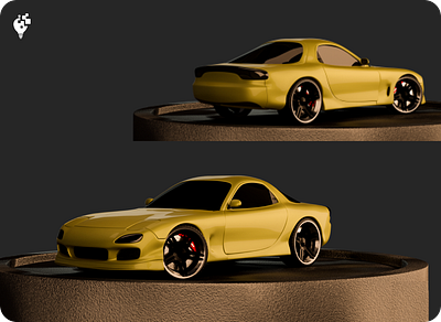 "Golden Luxe Sedan" - 3D Model of Classic Sophistication 3d illustration