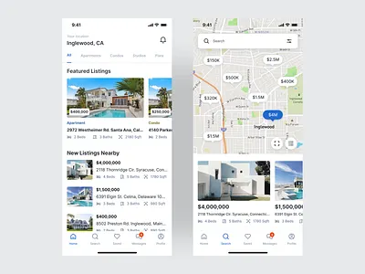 Real Estate App — Home and Search Screens app design mobile design product design ui visual design