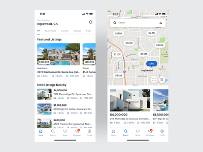 Real Estate App — Home and Search Screens app design mobile design product design ui visual design