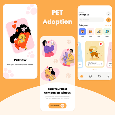 PETPAW - Pet Adoption App adobe illustrator adobe photophop adobe xd adoption design figma graphic design illustratio logo pet vector vector graphics