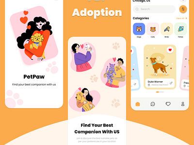 PETPAW - Pet Adoption App adobe illustrator adobe photophop adobe xd adoption design figma graphic design illustratio logo pet vector vector graphics