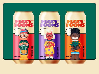 Cute Fizzy Drink Cans Design beverage branding business illustration character character art design design studio digital art digital illustration drink drink can fizzy drink food branding graphic design illustration illustrator marketing marketing design packaging packaging design