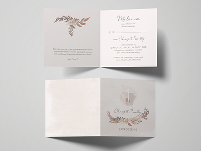 Zaproszenie na Chrzest Św. design graphic design holy baptism illustration invitation layout nude pastel color typography vector