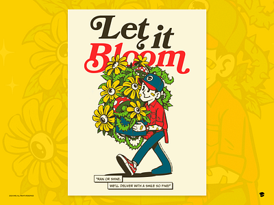 Let it Bloom bloom character courier deliver florist flourish flower happy hustle illustration malaysia motivation vector